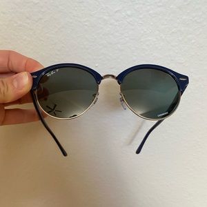 Authentic Ray-Ban RB4246 Clubround Navy/Black/Silver Polarized Unisex Sunglasses